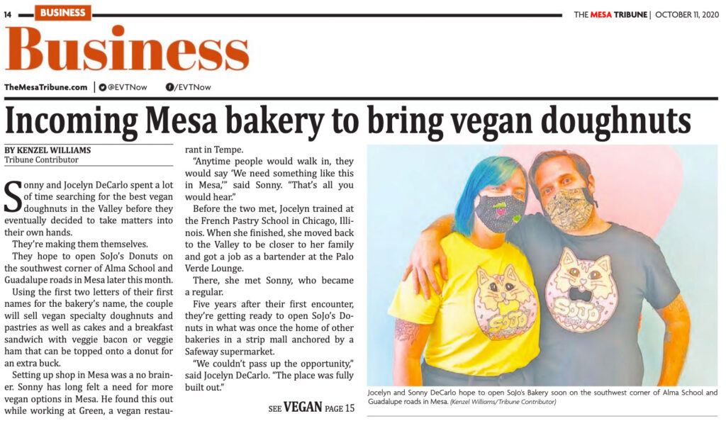 SoJo's Featured In The Mesa Tribune
